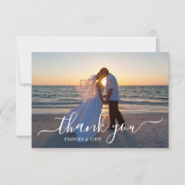 Dusty Blue bruiloft foto Bedankkaart