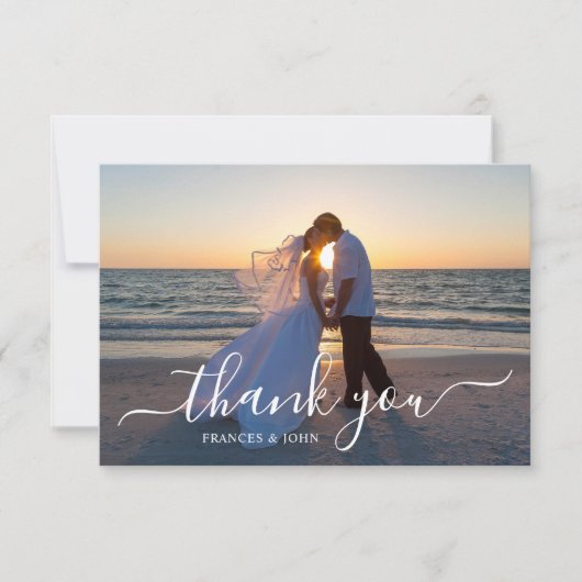 Dusty Blue bruiloft foto Bedankkaart (Voorkant)