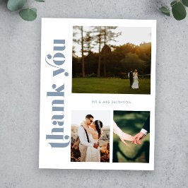 Dusty Blue bruiloft foto Dank u Briefkaart