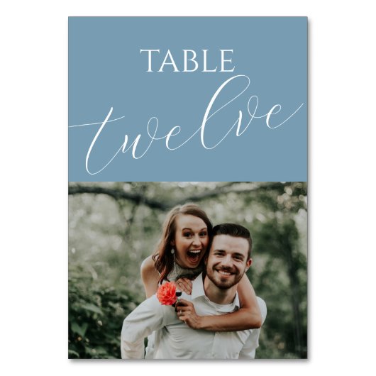 Dusty Blue bruiloft foto Kaart (Voorkant)