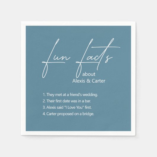 Dusty Blue Bruiloft Leuke Feiten Servet (Voorkant)