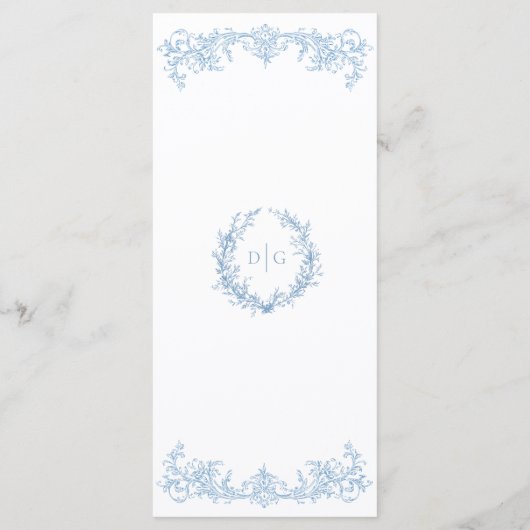  Dusty Blue  bruiloft Menu (Achterkant)