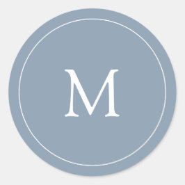 Dusty Blue | Bruiloft Monogram Ronde Sticker