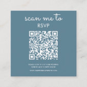 Dusty Blue | Bruiloft RSVP QR Code Informatiekaartje (Voorkant)