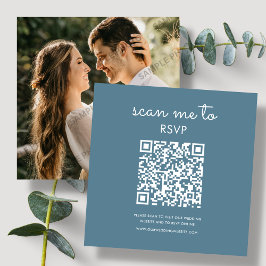 Dusty Blue | Bruiloft RSVP QR Code Informatiekaartje