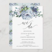 Dusty Blue bruiloft uitnodiging doen we (Voorkant / Achterkant)