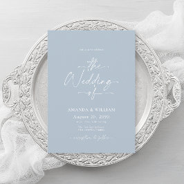 Dusty Blue bruiloft uitnodiging met QR-code