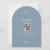 Dusty Blue bruiloft uitnodiging met QR-code (Achterkant)