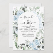 Dusty Blue Brunch & Bubbly Vrijgezellenfeest Invit Kaart (Voorkant)