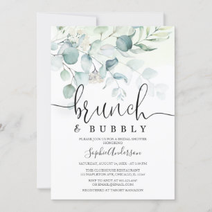 Dusty Blue Brunch en Bubble Greenery Vrijgezellenf Kaart