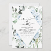 Dusty Blue Brunch en Bubble Vrijgezellenfeest Kaart (Voorkant)