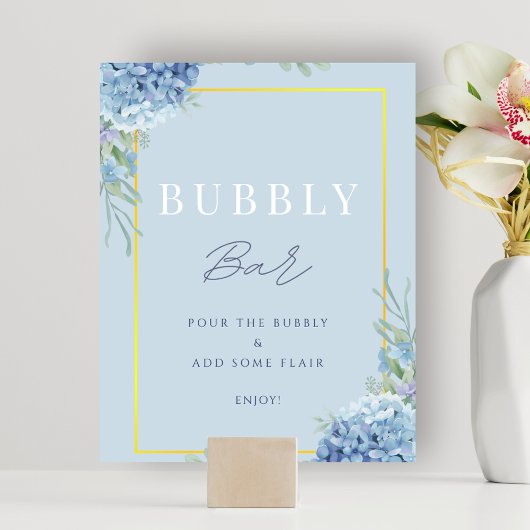 Dusty Blue Bubbly Bar Bruids Baby shower Teken Poster