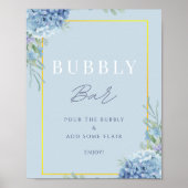 Dusty Blue Bubbly Bar Bruids Baby shower Teken Poster (Voorkant)