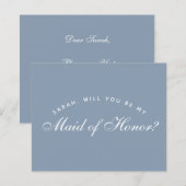 Dusty Blue Budget Maid of Honor Voorstel (Voorkant / Achterkant)