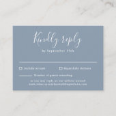 Dusty Blue Budget Modern Script Wedding RSVP Kaart (Voorkant)