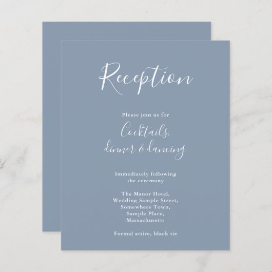 Dusty Blue Budget Moderne Wedding Reception Flyer (Voorkant / Achterkant)