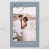 Dusty Blue Budget trouwfoto dank u kaarten (Voorkant)