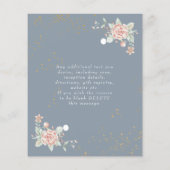 Dusty Blue Budget Weduwen Uitnodiging Roze Peony Flyer (Achterkant)