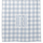 Dusty Blue Buffalo Check Monogram Douchegordijn (Voorkant)