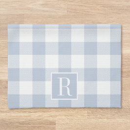 Dusty Blue Buffalo Check Monogram Theedoek