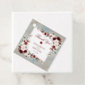 Dusty Blue Burgundy Blush Floral Elegant Wedding Bedankjes Labels (In situ)