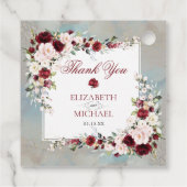 Dusty Blue Burgundy Blush Floral Elegant Wedding Bedankjes Labels (Achterkant)