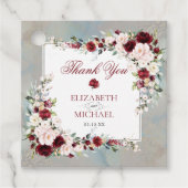 Dusty Blue Burgundy Blush Floral Elegant Wedding Bedankjes Labels (Voorkant)