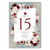 Dusty Blue Burgundy Blush Floral Elegant Wedding Kaart (Achterkant)