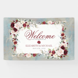 Dusty Blue Burgundy Blush Floral Elegant Wedding Spandoek
