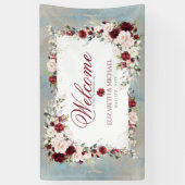Dusty Blue Burgundy Blush Floral Elegant Wedding Spandoek (Verticaal)