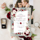 Dusty Blue Burgundy Blush Floral Kaart