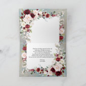 Dusty Blue Burgundy Blush Floral Photo Weduwschap Kaart (Binnen)