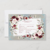 Dusty Blue Burgundy Blush Floral RSVP (Achterkant)