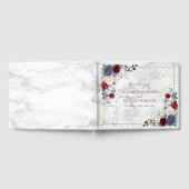 Dusty Blue Burgundy Blush Gold Floral Wedding Gastenboek (Volledig)