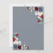 Dusty Blue Burgundy Blush Gold Floral Wedding Kaart (Achterkant)