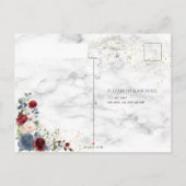 Dusty Blue Burgundy Blush Gold Wedding RSVP Uitnodiging Briefkaart (Achterkant)