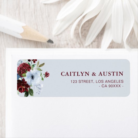 dusty blue burgundy - etiket met opvallende blauwe (Insitu)