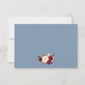 Dusty Blue Burgundy Floral Lace Lights RSVP Kaartje (Achterkant)
