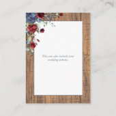 Dusty Blue Burgundy Floral Lace Wood Details Informatiekaartje (Achterkant)