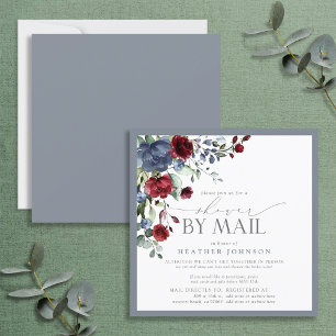 Dusty Blue Burgundy Floral Vrijgezellenfeest Mail Kaart