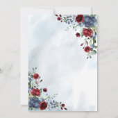 Dusty Blue Burgundy Floral Waterverf Script invull Kaart (Achterkant)