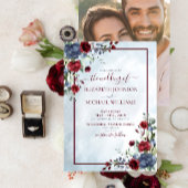 Dusty Blue Burgundy Floral Waterverf Script Kaart