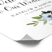 Dusty blue burgundy floral welkomstbord poster (Hoek)