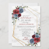 Dusty Blue Burgundy Geometric Shower per Mail Kaart (Voorkant)