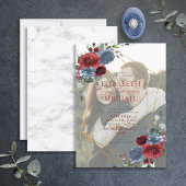 Dusty Blue Burgundy Gold Vellum Overlay Foto Kaart