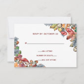 Dusty Blue Burgundy Herfst Mushroom Wedding rsvp Kaart (Voorkant)