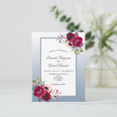 Dusty blue burgundy-uitnodiging voor bruiloft briefkaart (Staand voorkant)