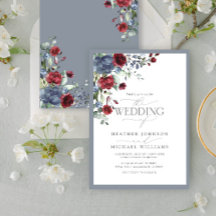 Dusty Blue Burgundy Waterverf Floral Wedding