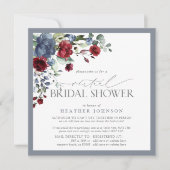 Dusty Blue Burgundy-Waterverf - Virtuele Shower Kaart (Voorkant)