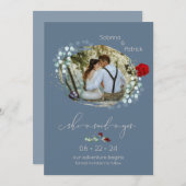 Dusty Blue Burgundy Ze zei ja foto Save The Date (Voorkant / Achterkant)